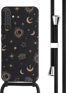 iMoshion Hoesje Geschikt voor Samsung Galaxy A34 (5G) Hoesje Met Koord - iMoshion Siliconen design hoesje met koord - Zwart / Sky Black