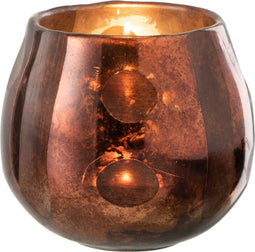 J-Line theelichthouder Coconut - glas - bruin - 2 stuks