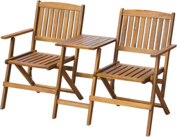 vidaXL - Tuinbank - met - theetafel - inklapbaar - 140 - cm - massief - acaciahout