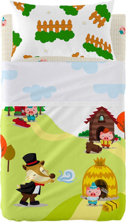 Set beddengoed HappyFriday Mr Fox Piggys Multicolour Wieg voor baby's 2 Onderdelen