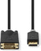Nedis DisplayPort-Kabel - DisplayPort Male - DVI-D 24+1-Pins Male - 4K@30Hz - Verguld - 2.00 m - Rond - PVC - Antraciet - Window Box