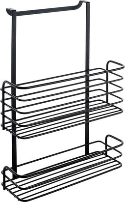 Metaltex - Dubbele hangmand - Galileo - Ophangen zonder boren - Keukenkastdeur van maximaal 2cm - Mat zwart - 26x12x36cm