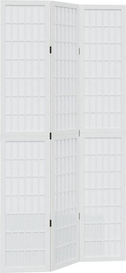 vidaXL - Kamerscherm - met - 3 - panelen - massief - paulowniahout - wit