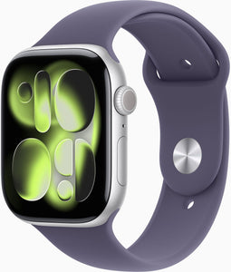Apple Watch Series 11 - Smartwatch - GPS - 46mm - Aluminium - Sportbandje S/M - Zilver (Paars)