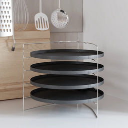 vidaXL - Pizzapannen - 4 - st - met - rek - Ø - 28 - cm - staal
