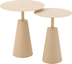 J-Line bijzettafel Rond - ijzer - beige - set van 2