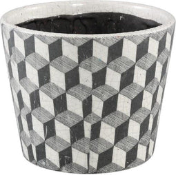 PTMD Bloempot Beire - 20x20x16 cm - Terracotta - Zwart