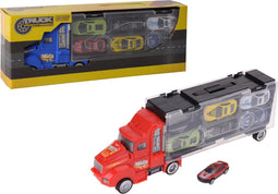 Vrachtwagen met Trailer en 6 Die-cast Auto's