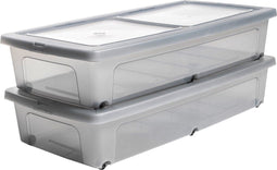 IRIS Clearbox - Opbergbox - 35L - Stapelbaar met wielen - Grijs (set van 2)