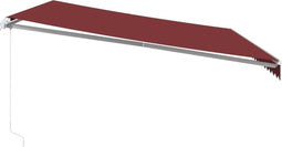vidaXL - Luifel - handmatig - uittrekbaar - met - LED - 500x350 - cm - bordeauxrood