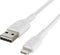 Belkin CAA002bt3MWH - Lightning naar USB kabel - Gevlochten nylon 3m - Wit