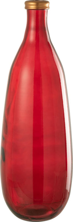 J-Line vaas Goud Boord - glas - rood - large
