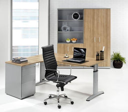 Hoogte verstelbare T-poot wingbureau Work breed 160CM diep 120CM bladkleur Speciale Kleur framekleur Wit (RAL9010) wingzijde Links