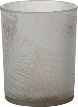 J-Line windlicht Bladeren - glas - beige - medium