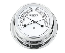 Wempe Skiff - Thermo-/Hygrometer - Verchroomd messing Ø 110 mm x 42 mm