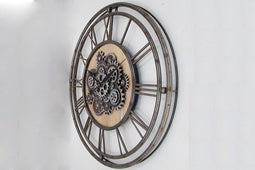Klok tandwiel Milan Open - metaal - industrieel grijs - rusty - Ø80 cm