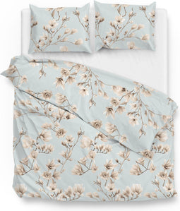 Zohome Dekbedovertrek Moon - Bedlinnen met Bloemen print - 240x220 - Blauw - Dekbedhoes van 100% Katoen