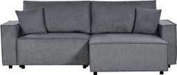 KARILA - Hoekbank met slaapfunctie - Donkergrijs - Links - Polyester