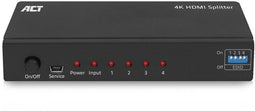 ACT AC7831 - 4K HDMI splitter 1 in 4 out - EDID ondersteuning - Zwart
