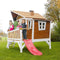 AXI Emma Speelhuis in Bruin/Wit - Met Verdieping en Rode Glijbaan - Speelhuisje op palen met veranda - FSC hout - Speeltoestel voor de tuin