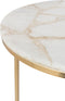 J-Line bijzettafel Kwarts - steen/metaal - wit/goud - set van 2
