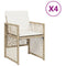 Tuinstoelen 4 st met kussens poly rattan beige