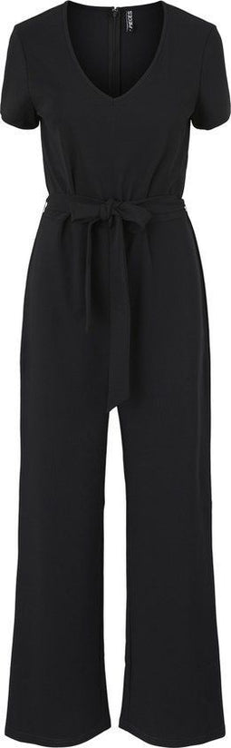 Pieces PCHARRIES SS ANKEL JUMPSUIT - Dames Jumpsuit - V-neck met riem - Zwart