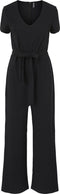 Pieces PCHARRIES SS ANKEL JUMPSUIT - Dames Jumpsuit - V-neck met riem - Zwart