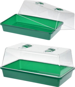 2x Kweekbak/kweekkastje met deksel 18 x 38 x 24 cm - Propagator/moestuinbak