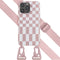Selencia Hoesje Geschikt voor iPhone 14 Pro Max Hoesje Met Koord - Selencia Siliconen design hoesje met afneembaar koord - Roze / Irregular Check Sand Pink