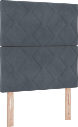 vidaXL - Hoofdbord - met - Diamant - Blokken - Ontwerp - Donkergrijs - 80 - cm - Velvet
