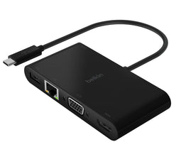Belkin AVC004BTBK - USB-C Multimedia- en Oplaadadapter - 4 Poorten 100 W - Zwart