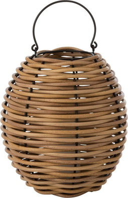 J-Line lantaarn Gewoven - kunststof - naturel - small - LED lichtjes