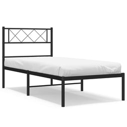 vidaXL - Bedframe - met - hoofdbord - metaal - zwart - 100x200 - cm