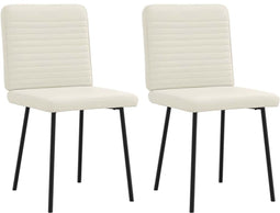 vidaXL - Eetkamerstoelen - 2 - st - fluweel - crèmekleurig