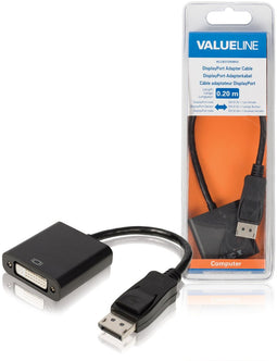 ValueLine VLCB37250B02 - DisplayPort naar DVI-D Kabel - 20cm - Zwart