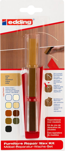 edding 8901 reparatiewas voor houten meubels - kleur: eikenhout - voor het vullen en repareren van scheuren en gaten in meubels of andere houten oppervlakken