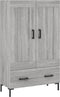 vidaXL - Hoge - kast - 69,5x31x115 - cm - bewerkt - hout - grijs - sonoma - eikenkleurig