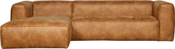 WOOOD Bean Hoekbank Links - Recycle leer - Cognac - 73x305x96