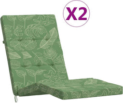 vidaXL - Terrasstoelkussens - 2 - st - bladpatroon - oxford - stof