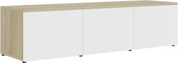 vidaXL - Tv-meubel - 120x34x30 - cm - bewerkt - hout - wit - en - sonoma - eikenkleurig