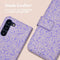 iMoshion Hoesje Geschikt voor Samsung Galaxy S23 Hoesje Met Pasjeshouder - iMoshion Design Bookcase smartphone - Meerkleurig / Purple White Flowers