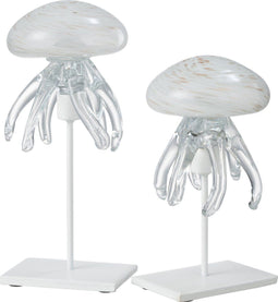 J-Line decoratie Kwal Op Voet - glas - wit/goud - large