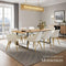 tectake® Eetkamerstoel Marilyn - Ergonomische Fluweelstoel - Gouden Poten - Creme