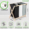 Happy Goods Wasmand 3 Vakken - Wassorteerder - Opvouwbaar - 120 L - Bamboe - Zwart