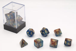HOT Games Stardust - Dobbelstenen set - 7 stuks kunststof blauw rood (7 stuks)