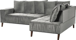 GRENA - Hoekbank 3-zits - Grijs - Linkerzijde - 231 cm - Fluweel