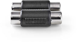 Nedis CAGB24952BK - Koppelstuk RCA Female/Female - Aluminium Zwart