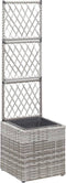 vidaXL - Latwerkplantenbak - verhoogd - met - 1 - pot - 30x30x107 - cm - rattan - bruin