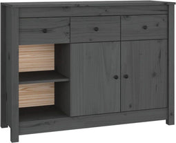 vidaXL - Dressoir - 100x35x74 - cm - massief - grenenhout - grijs